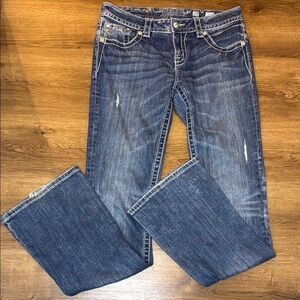 Miss Me Signature Boot Angel Wing Women’s 29 Embellished Faded Distressed Jeans